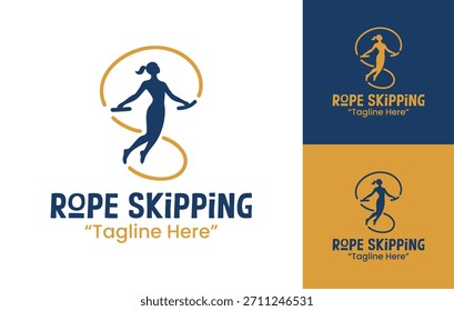 Um logotipo moderno de salto de corda focado no desempenho ideal para treinadores esportivos, comunidades ativas e produtos de fitness.