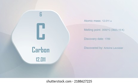 Modern periodic table element Carbon 3D Vector Illustration