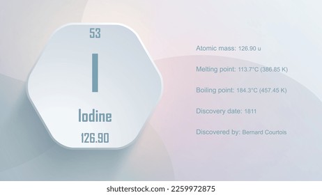 Modern periodic table element Iodine 3D Vector Illustration