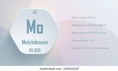 Modern periodic table element Molybdenum 3D Vector Illustration