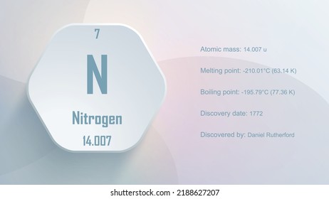 Modern periodic table element Nitrogen 3D Vector Illustration