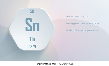 Modern periodic table element Tin 3D Vector Illustration