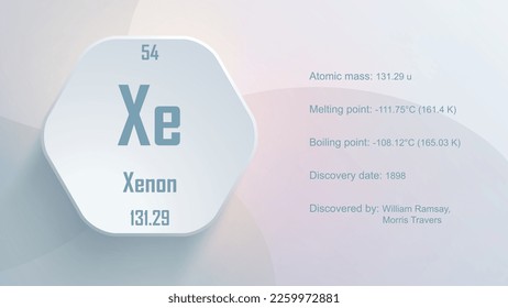 Modern periodic table element Xenon 3D Vector Illustration