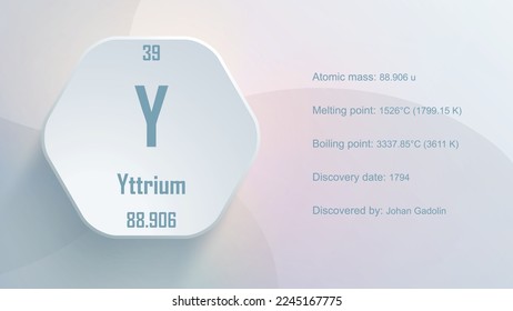 Modern periodic table element Yttrium 3D Vector Illustration