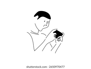 A modern person using a smartphone for digital communication,