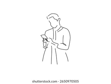 Ein moderner Mensch, der ein Smartphone für die digitale Kommunikation nutzt,
