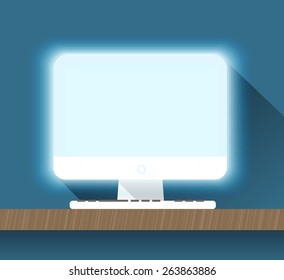 Modern personal computer flat design illustration. Layout for a content