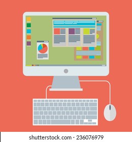 Modern personal computer with media browser window on desktop