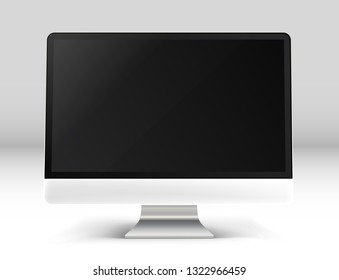 Modern personal computer on a table Vector photoreal front view illustration. Template for a content