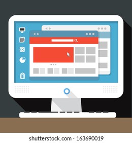 Modern Personal Computer With Open Browser On Desktop