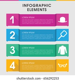 Modern personal infographic template. infographic design with personal icons includes mirror, hat, sweater. can be used for presentation, diagram, annual report, web design.