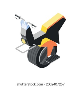 Modern personal transport isometric icon with 3d monocycle vector illustration