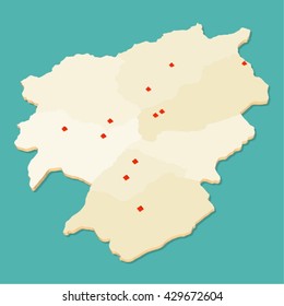 Modern perspective map of Andorra