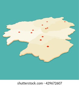 Modern perspective map of Andorra
