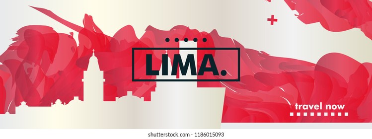 Modern Peru Lima skyline abstract gradient website banner art. Travel guide cover city vector illustration