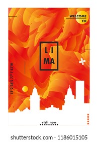 Modern Peru Lima skyline abstract gradient poster art. Travel guide cover city vector illustration