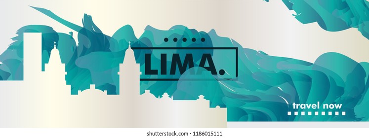 Modern Peru Lima skyline abstract gradient website banner art. Travel guide cover city vector illustration