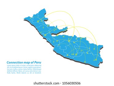 Modern of peru Map connections network design, Best Internet Concept of peru map business from concepts series, map point and line composition. Infographic map. Vector Illustration.