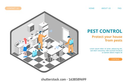 Modern Pest Control vector isometric illustration. 