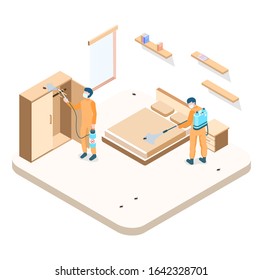Modern Pest Control vector isometric illustration. 