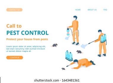 Modern Pest Control vector isometric illustration. 