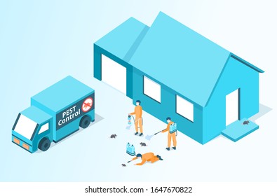 Modern Pest Control vector isometric illustration. 