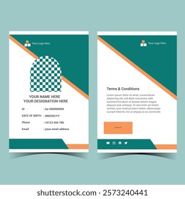 Modern pestal green identity card design template. Employee ID card design. Vector