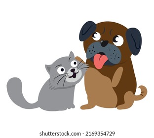 Modern pet dog and cat friends