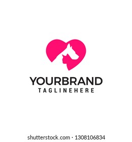 Modern Pet Logo - Love Dog cat logo. Love animal logo design concept template