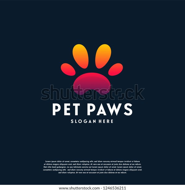 Modern Pet Paws Logo Designs Vector Stock Vector (Royalty Free