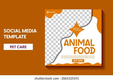 modern pet shop post template, Pet care social media post Template or web banner template with space for photo. Pet care service promotional banner ads design