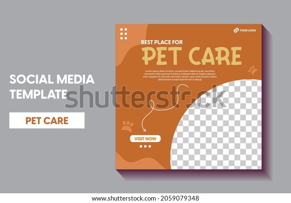 modern pet shop post template, Pet care social\
media post Template or web banner template. Pet care service\
promotional banner ads\
design