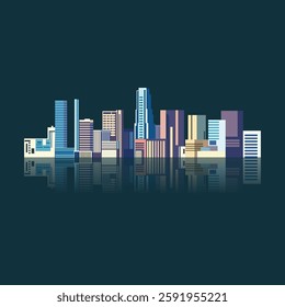 Modern Phoenix City Skyline with Reflections Vector Illustration