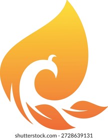 Logotipo moderno del Vector del fuego y del degradado de la hoja de Phoenix