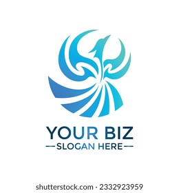 Modern phoenix logo concept in blue color suitable for various business