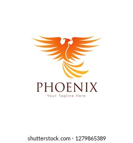 Modern Phoenix Logo Illustration In White Isolated Background - Vector 