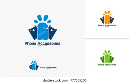 Diseños de logotipo de accesorios de teléfono modernos, plantilla de logotipo de estuche de teléfono