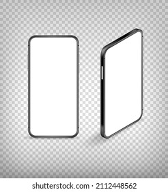 Modernes Telefon mit leerem Bildschirm, Vektorgrafik einzeln auf transparentem Hintergrund