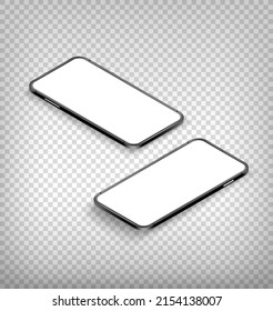 Teléfono moderno con pantalla en blanco paro vectorial aislado en transparente
