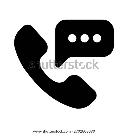 Modern phone chat icon featuring a telephone handset combined with a messaging bubble. Perfect for customer communication, contact support, live assistance, call centers, help desks, customer service platforms, CRM software, websites, mobile applications, and business communication interfaces.