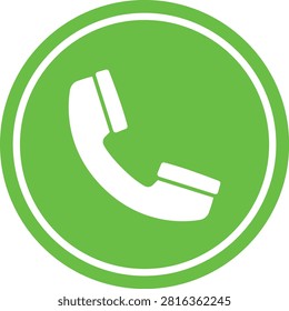 Modern phone communication icon featuring a clean telephone receiver inside a circular design. Perfect for call buttons, contact pages, customer support, mobile applications, websites, business interfaces, communication services, VoIP platforms, UI design and digital branding. Fully editable vector icon isolated on a white background. Suitable for web, print and commercial projects.