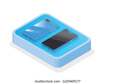 Modern Phone Isometric Mockup Phone Illustration, Suitable for Diagrams, Infographics, Game Asset, And Other Graphic Related Assets