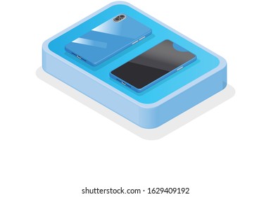 Modern Phone Isometric Mockup Phone Illustration, Suitable for Diagrams, Infographics, Game Asset, And Other Graphic Related Assets