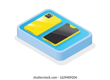 Modern Phone Isometric Mockup Phone Illustration, Suitable for Diagrams, Infographics, Game Asset, And Other Graphic Related Assets