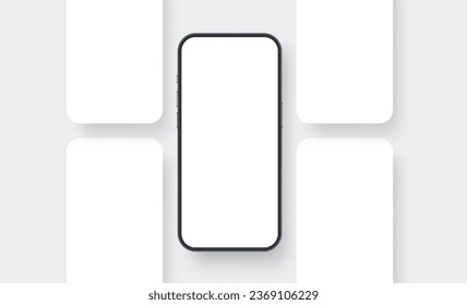 Modern Phone Mockup with Blank Mobile Web Pages. Vector Illustration