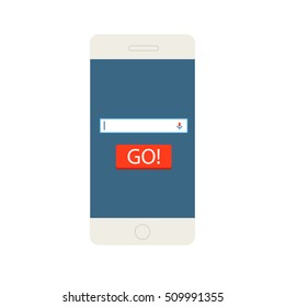 Modern phone search command line with go button isolated on white