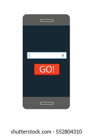 Modern phone search command line with go button isolated on white
