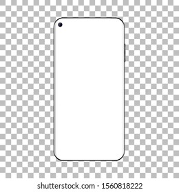 Modern phone template, smartphone with empty space and camera for your design on transparent background, vector illustration