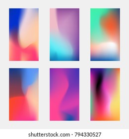 Modern phone vector elegant wallpaper. Blurred multicolored backgrounds with gradient meshes. Multicolor wallpaper for smartphone, blurry paint glowing illustration