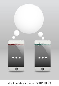 Teléfonos modernos con nube de habla. Conversación